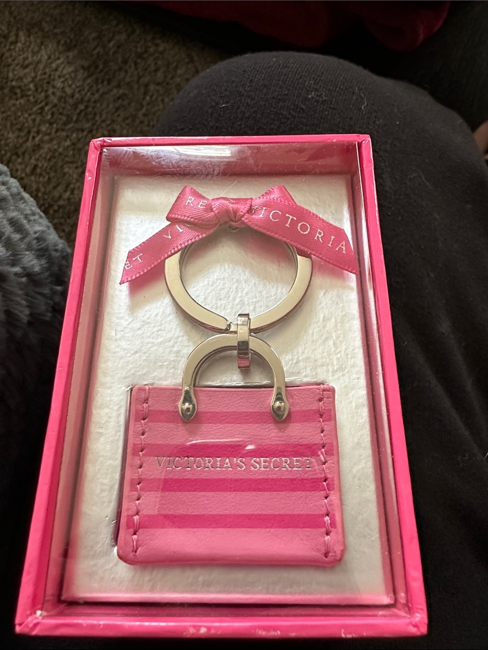 Victoria's Secret Pink Striped Mini Purse Keychain